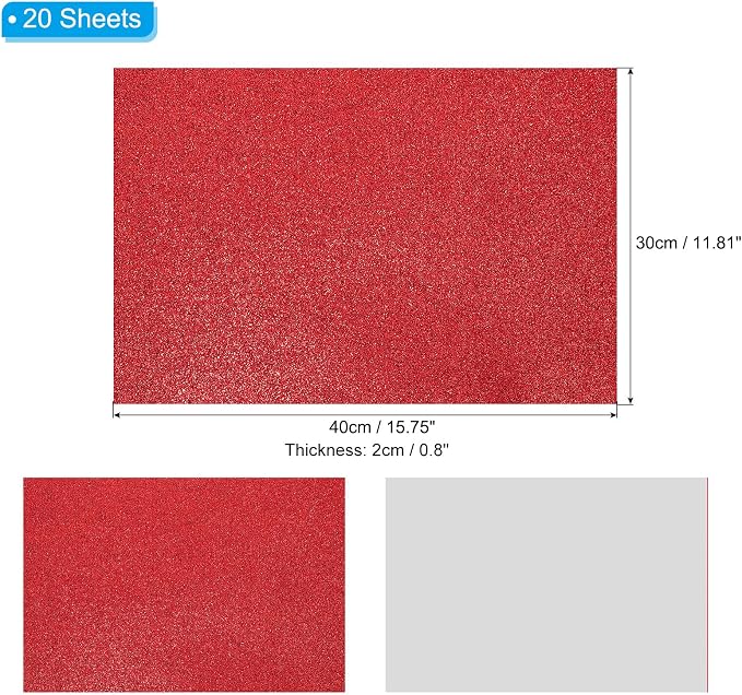 PATIKIL Red Shiny EVA Glitter Foam Sheet 16x12 Inch 2mm Thick - Image 2