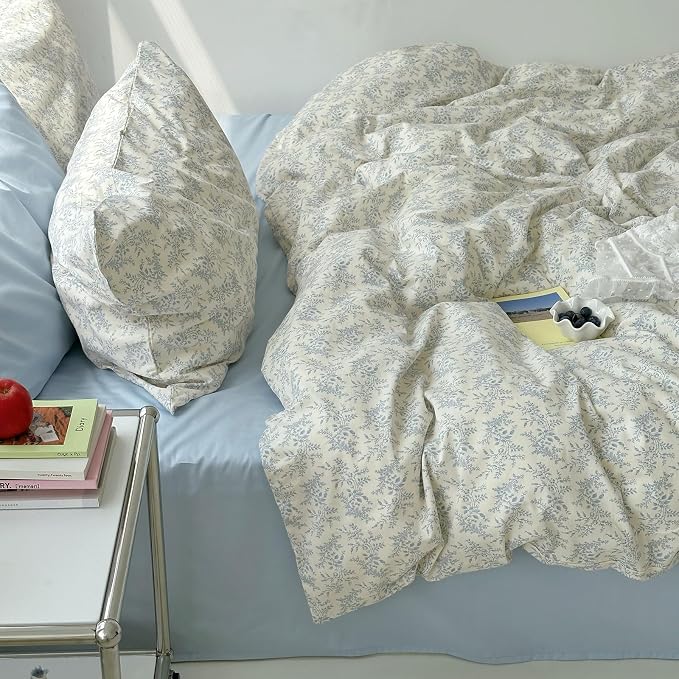 mixinni Blue Floral Duvet Cover Twin Size - Image 3