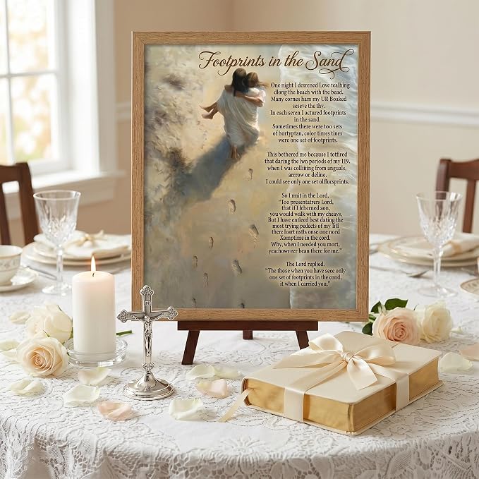 REWBKFIM Footprints In The Sand Christian Canvas Wall Art Inspirational Jesus - Image 6