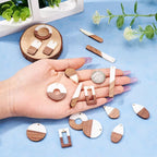 FASHEWELRY 20Pcs Resin & Wood Pendants 10 Styles Rectangle Teardrop Rhombus - Image 3