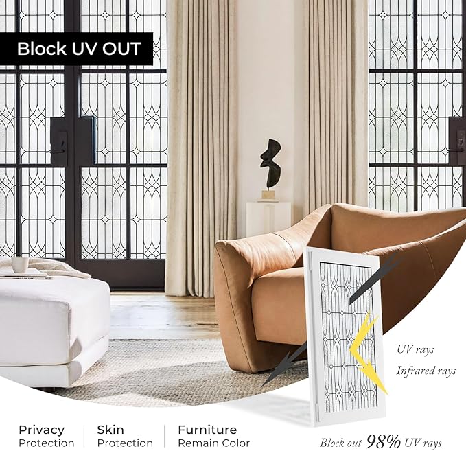 ADD.HERES Window Privacy Film, Stained Glass Decorative Static Cling, Removable - Image 5