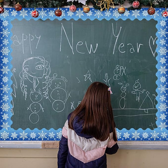 69 Feet Winter Snowflake Bulletin Board Borders, Scalloped Borders Bulletin - Image 6