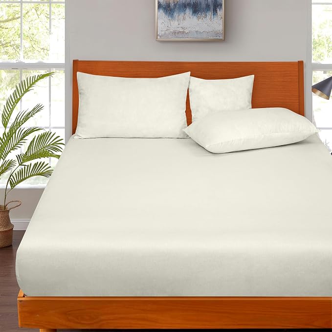 ROYALE LINENS 300 Thread Count 100% Long Staple Combed Cotton Fitted Sheet Queen - Image 5