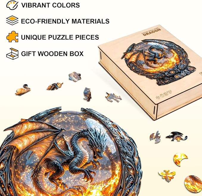 Magic Ball Fire Dragon Puzzles Adults Gifts Wooden 95 Pieces 8.5 * 7.8in - Image 2