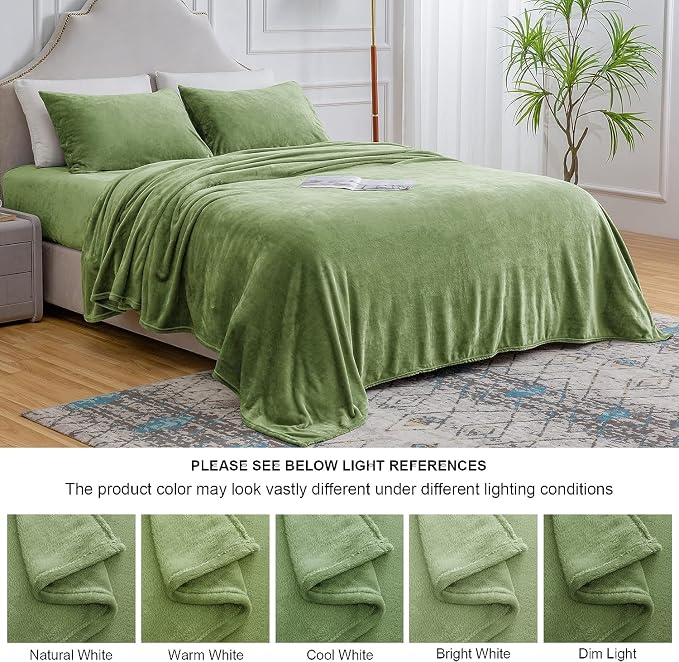 BEDELITE Flannel Sheets King Size Sage Green - Image 9