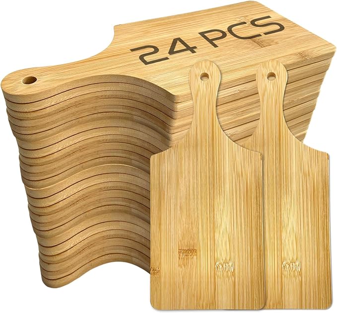 24 Pack Wooden Cheese Cutting Boards, Mini Charcuterie Board Set by Unknown