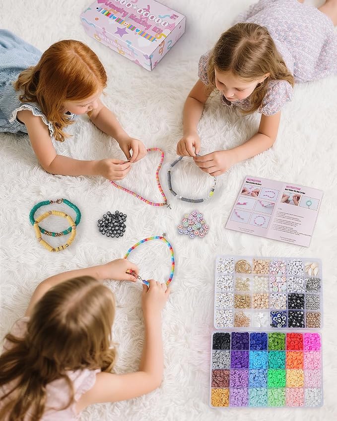 Mio Angle Clay Beads 2 Boxes 24 Colors Bracelet Making Kit, Round Letter Beads - Image 3