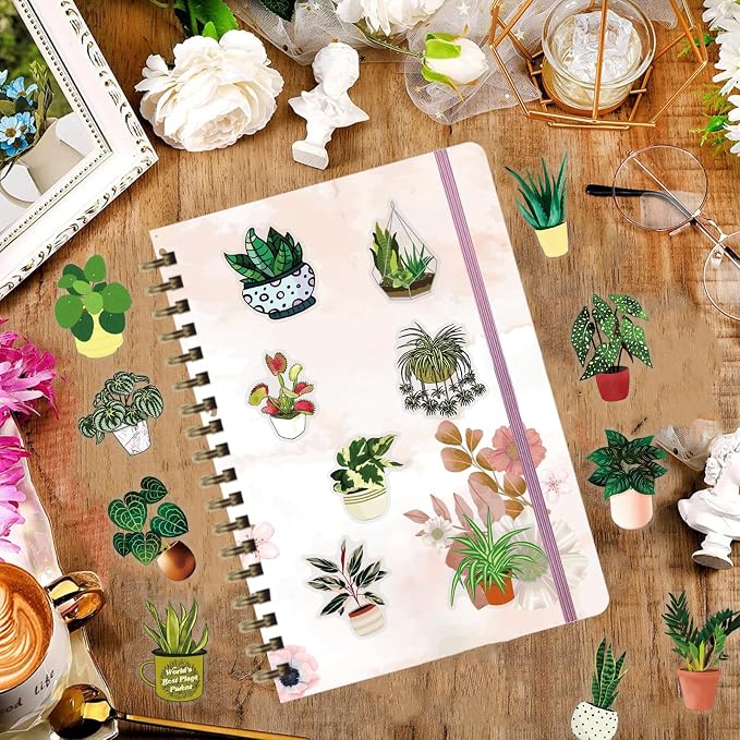 50PCS Green Plant Transparent Stickers, Potted Plant Floral Decals Stickers - Image 5