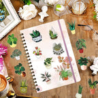 50PCS Green Plant Transparent Stickers, Potted Plant Floral Decals Stickers - Image 5