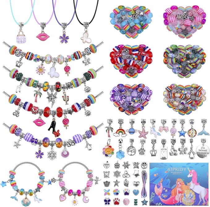 AIPRIDY Charm Bracelet Making Kit, Unicorn Mermaid Crafts Gifts Set Can - Image 8