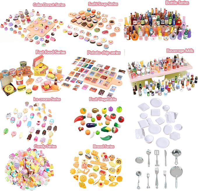 150Pcs Miniatures Food Drinks Bottles Doll House Accessories 1:12 Playset - Image 7