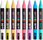 Posca Markers Set, 8 Medium Paint Markers 5M – Soft Tones – White, Sunshine - Image 2