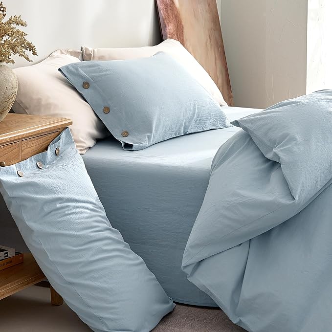 JELLYMONI 100% Washed Cotton Duvet Cover Full – Soft, Breathable Linen-Look - Image 9
