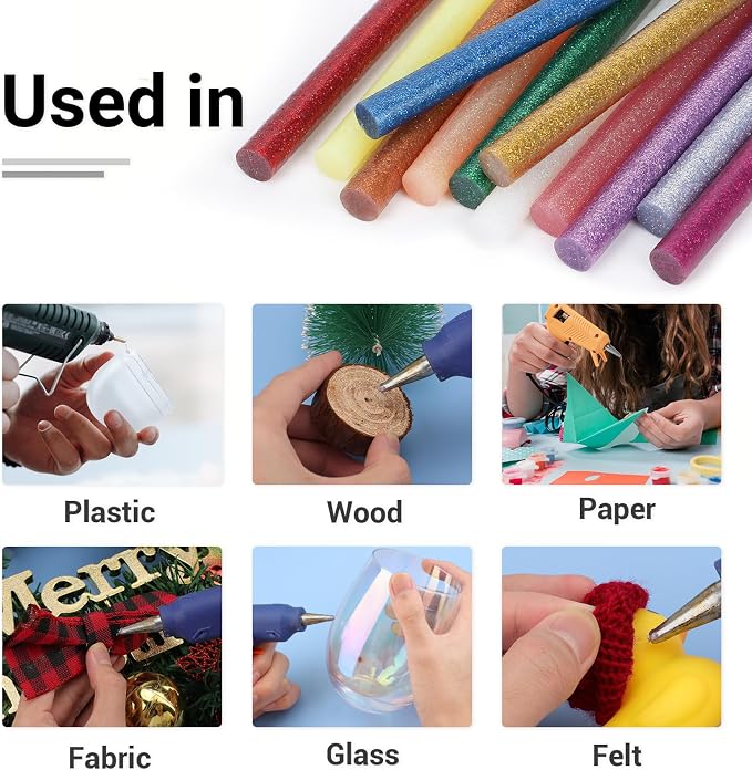 ENPOINT Glitter Color Hot Glue Sticks Full Size, Adhesive Glue Sticks Standard - Image 3
