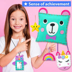 KRAFUN My First Sewing Kit for Kids Ages 6-12 | 7 Animal Dolls | 7 stuffed - Image 4