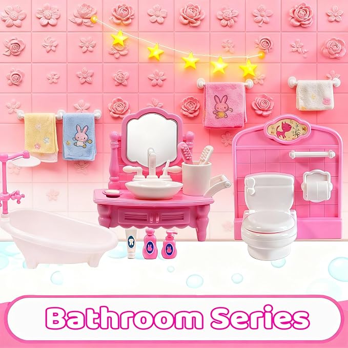 52 Pcs Dollhouse Furniture, Doll House Accessories and Furniture, Living Room - Image 7
