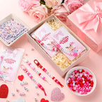 Suncalla 984 Pcs 24 Set Valentines Crafts Keychain Bead DIY Making Kit Gift | - Image 3