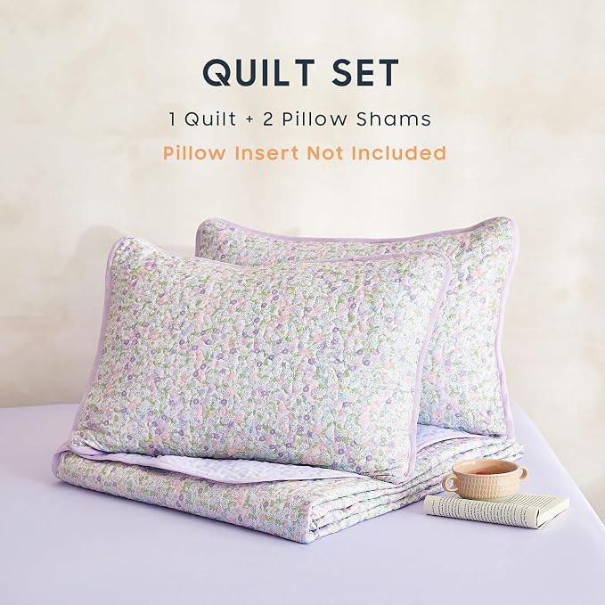 Wake In Cloud - Floral Quilt Set, Cute Vintage Flower Cottagecore Shabby Chic - Image 2