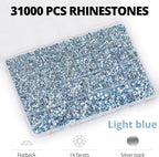 33000Pcs Baby Blue Rhinestones for Bedazzling, Mixed Sizes 2, 6mm Flatback Gems - Image 3