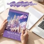 Prudiut Sketch Book 3 Pack, 8.5X11In Violet Spiral Bound Sketch Pad, 50 Sheets - Image 4