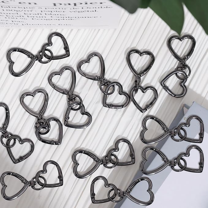 24 Pcs Heart Swivel Spring Clasps，Metal Spring Key Chain Hook Clasps，Clip - Image 6