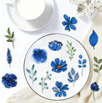 50PCS Blue Watercolor Flower PET Stickers, Waterproof Botanical Stickers - Image 6