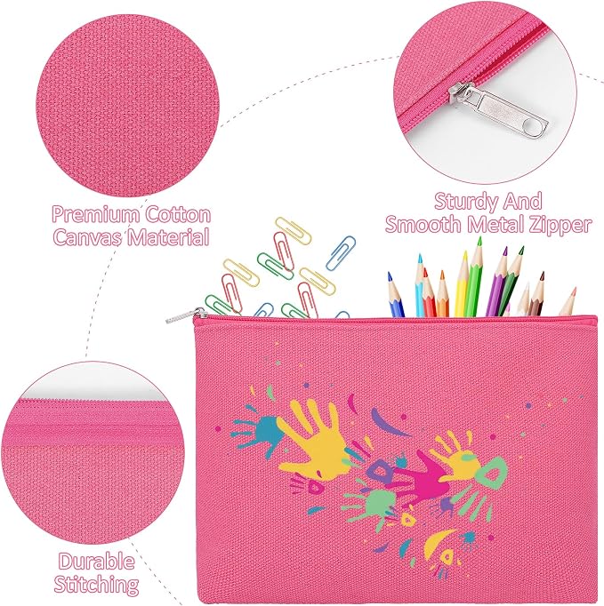 12 Pieces Cotton Canvas Makeup Bag, Blank DIY Craft Bag - Image 6
