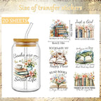 Rngmsi 20 Sheets Reading Books UV DTF Cup Wrap Cold UV DTF Transfer Sticker | - Image 2