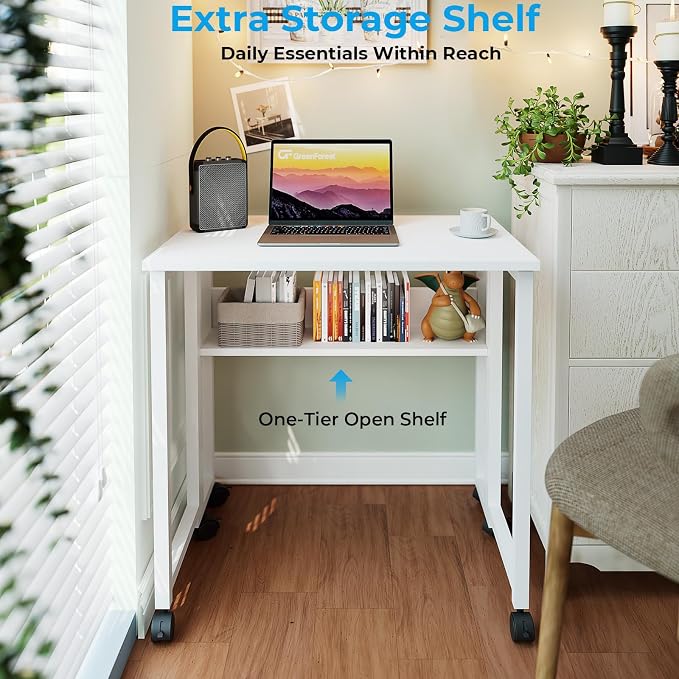 GreenForest Folding Desk with Wheels, 31.5" Rolling Table - Image 5