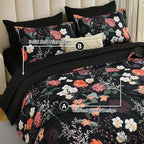 Yiran Black Red Floral Comforter Set Queen Size, 7 Piece Winter Comforter - Image 4