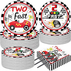 50 Guests Two Fast Birthday Plates and Napkins Party Supplies Racing Car Party by Qyeahkj