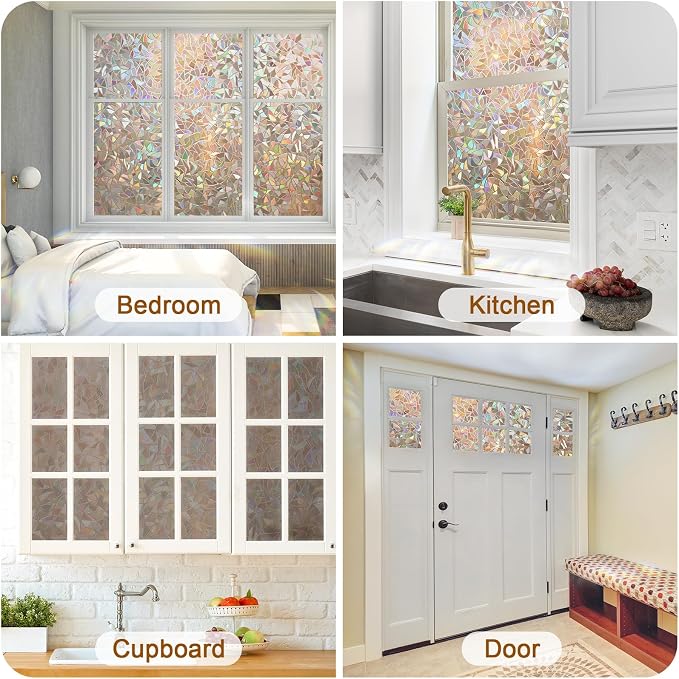 Haton Window Privacy Film, Stained Glass Rainbow Film Decorative Window Clings - Image 9