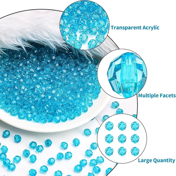 BONNY BOXX 2000pcs 4mm Acrylic Faceted Round Crystal Beads Transparent - Image 2