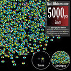 5000pcs 2mm Resin Rhinestones Bulk, Emerald Black AB Flatback Round Jelly - Image 2