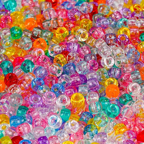 1000+pcs Glitter Pony Beads Bulk, Acrylic 9mm Large Plastic Bead by Sistenia