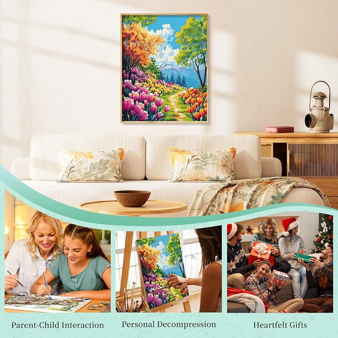 Paint by Numbers Kit for Adults, Garden DIY Painting Kit, 16x20 Inch | Tulip - Image 7