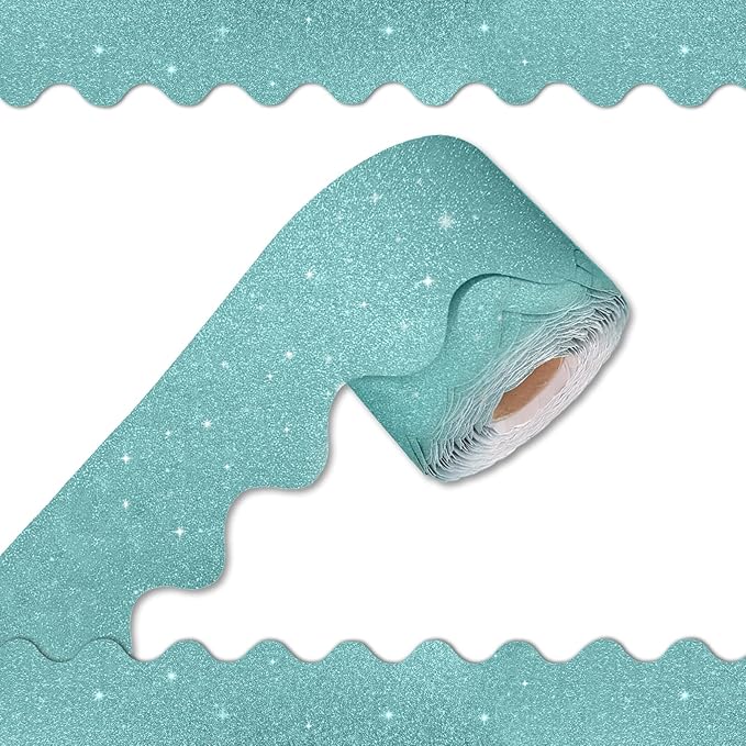70Ft Shine Light Blue Bulletin Board Borders，Scalloped Poster Boards by Unknown