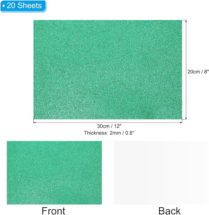 PATIKIL Dark Green Shiny EVA Glitter Foam Sheet 11 x 8 Inch 2mm Thick - Image 2