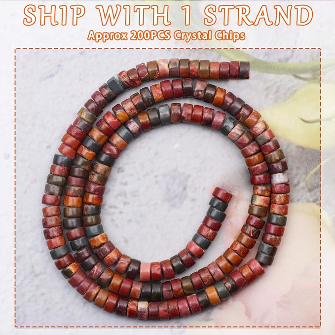 Natural Stone Heishi Beads for Necklace Making, 4 mm x 2 mm Small Flat Round - Image 2