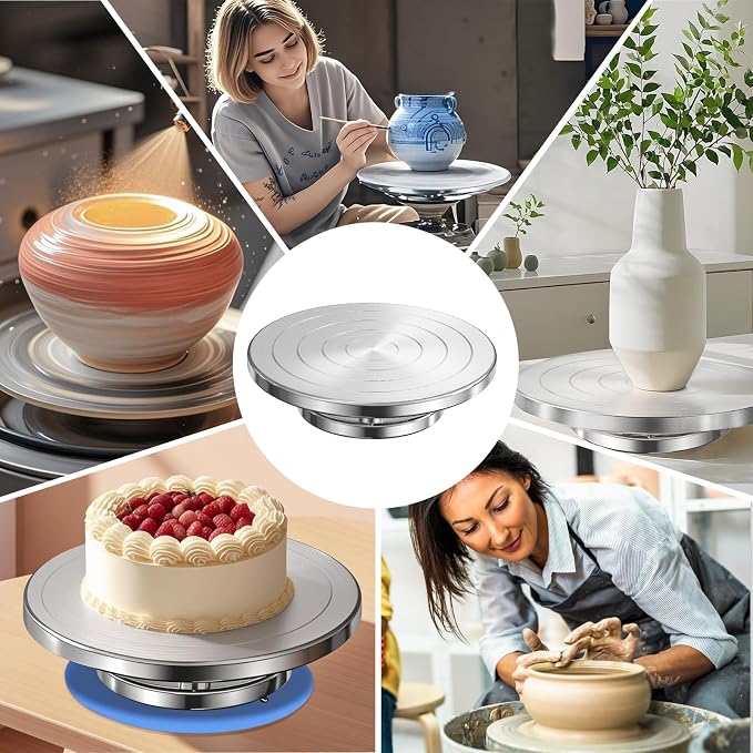 Banding Wheel, Double-Sided Pottery Turnable Wheel Aluminium Alloy Heavy Duty - Image 7