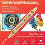 Betem Dual Tip Acrylic Paint Pens, 24 Metallic Paint Markers - Image 2