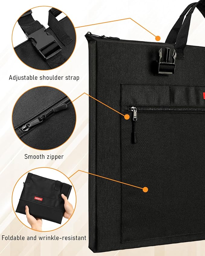 Nicpro Light Weight Art Portfolio Bag, 18x 24 Inches Waterproof Art Portfolio - Image 4