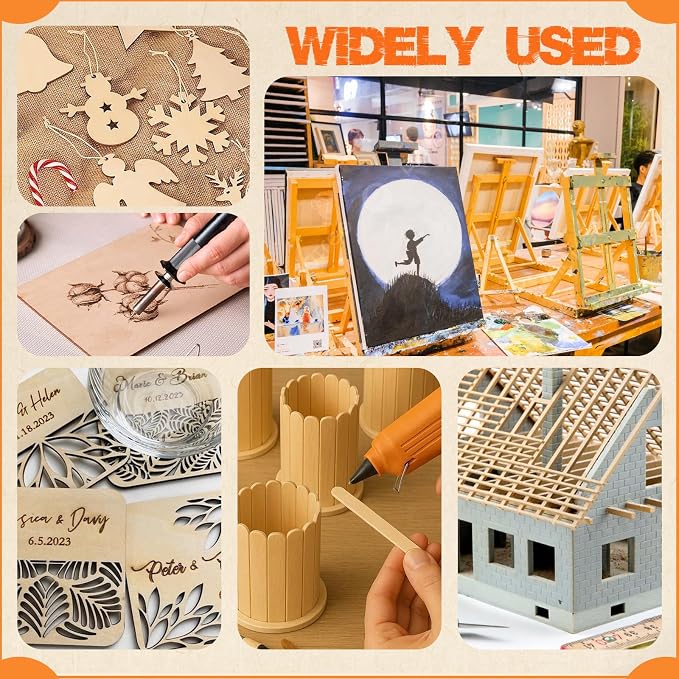 Natural Wood Craft Wood Square Dowel Rods Balsa Wood Sheets Smooth Popsicle Art - Image 5