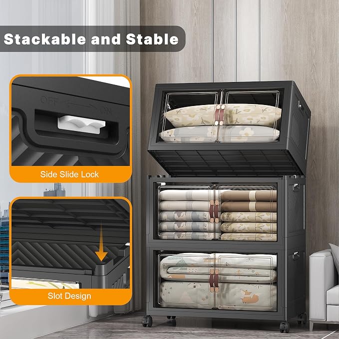 UAMFURI Stackable Storage Bins, 1050QT Collapsible Drawers - Image 3
