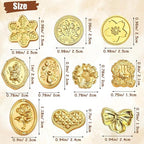Wax Seal Stamp Kit 10PCS Wax Stamp Heads and 1PCS Wooden Handle Vintage Classic - Image 3