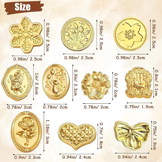 Wax Seal Stamp Kit 10PCS Wax Stamp Heads and 1PCS Wooden Handle Vintage Classic - Image 3