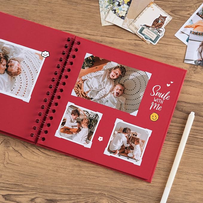 potricher 8 x 8 Inch DIY Scrapbook Album 40 Pages Hardcover Kraft Paper Scrap - Image 3