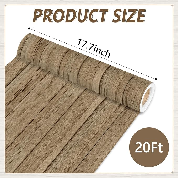 Qyeahkj Wood Grain Bulletin Board Paper Roll Rustic Bulletin Board Background - Image 2