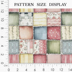 Soft Meadow Patchwork Cotton Fabric Panel, Pastel Floral & Stripe Design - Image 3