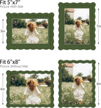 6x8 Picture Frame with Mat for 5x7, Wavy Edge Wooden Real Glass Photo Frame for - Image 3